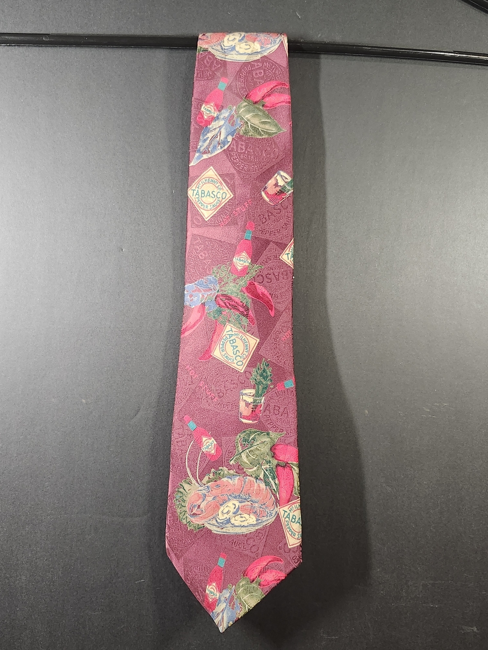 Tabasco Burgundy Tie with Red and Green Accents